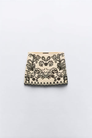 Women's Cream Halter Neck Crop Top – Black Floral Embroidery, Scalloped Hem, Cotton Blend-80942-ca8b408f-b8ed-404b-ae62-ee3224b2d8e5