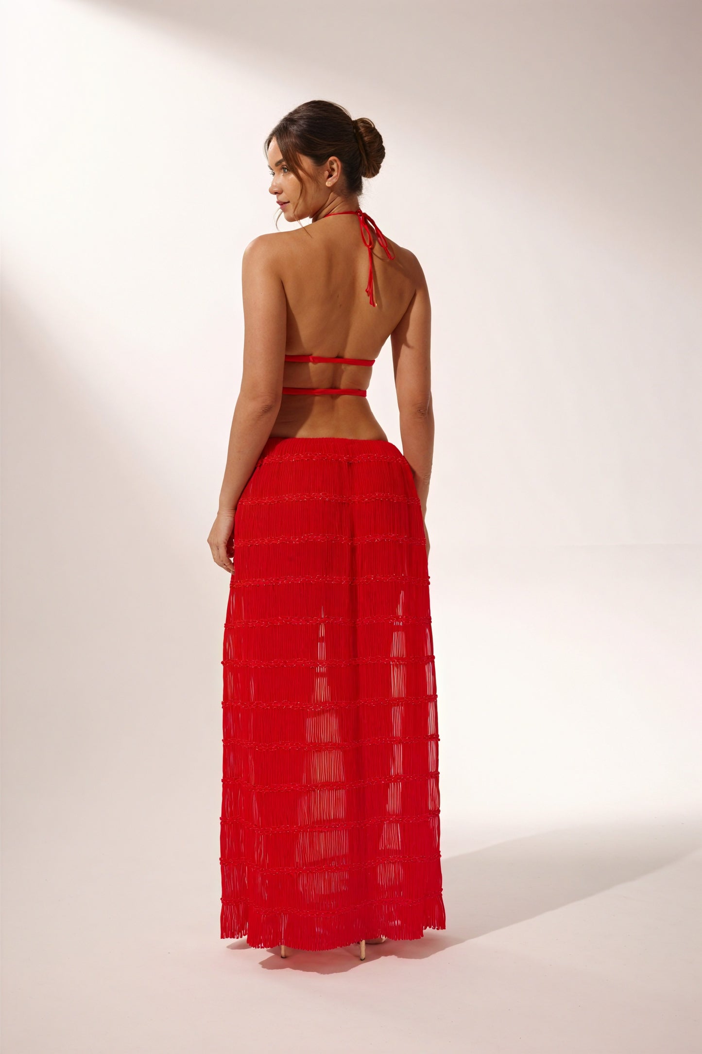 Women's Red Halter Crop Top – Textured Bohemian Style-80954-5602b1a4-b14b-435d-8d49-94dc5d1afaf0
