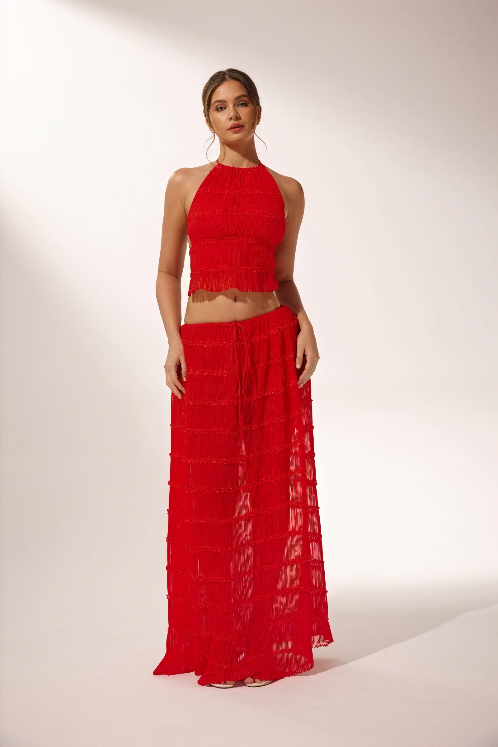 Women's Red Halter Crop Top – Textured Bohemian Style-80954-4517a7e9-2c55-40e2-b0c7-cda1c6692311