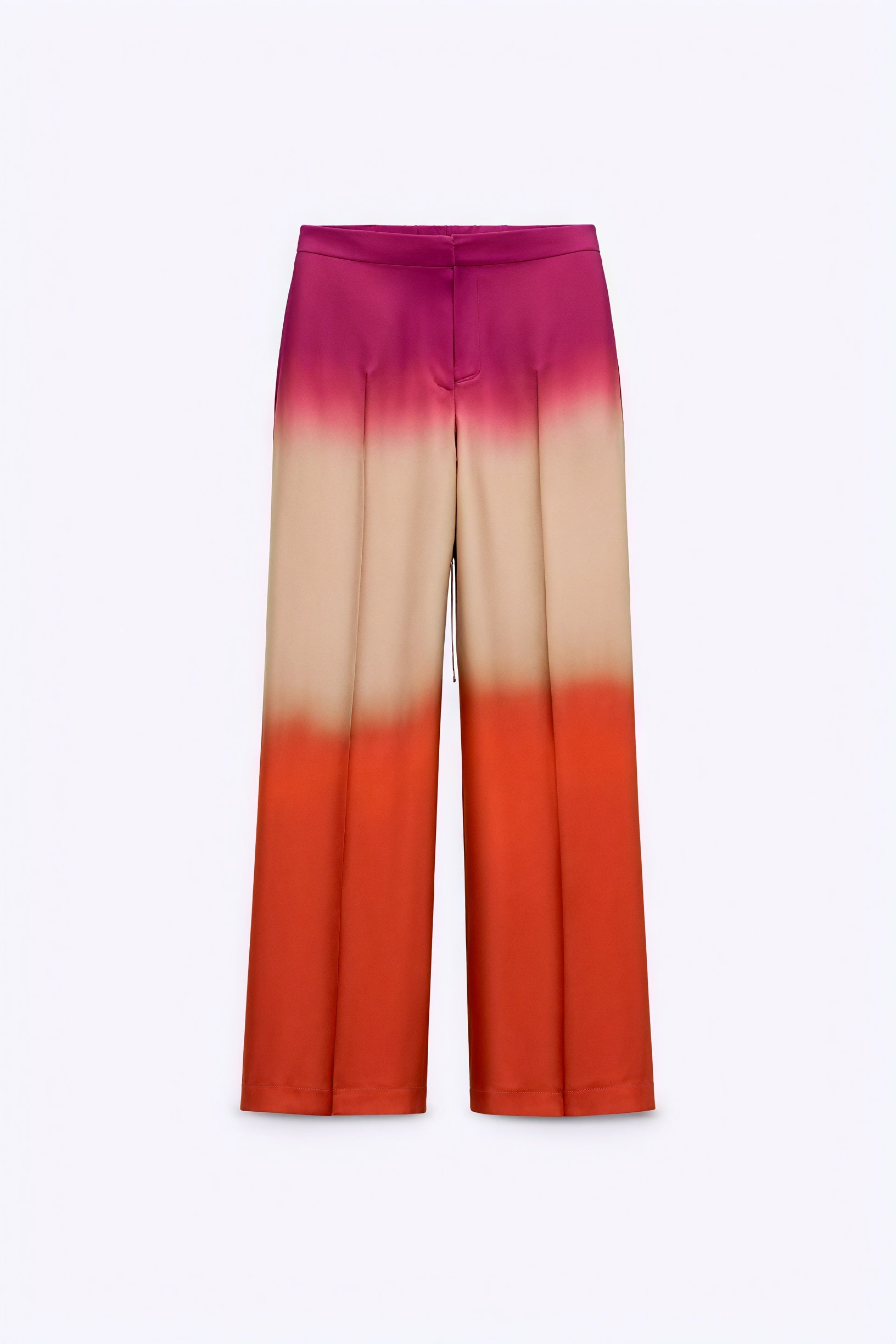 Women's Satin Ombre Wide-Leg Suit Red Orange Gradient Collared Button-Down-80965-1a5bd4f4-1298-432f-aa5c-79fc3c2294e8