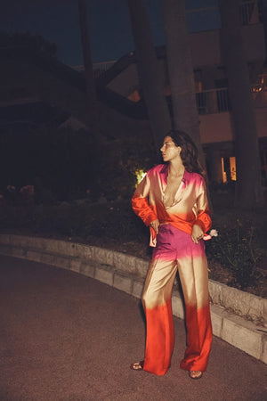 Women's Satin Ombre Wide-Leg Suit Red Orange Gradient Collared Button-Down-80965-d2c7dfa6-efac-4da8-8ad6-3787a37e2622