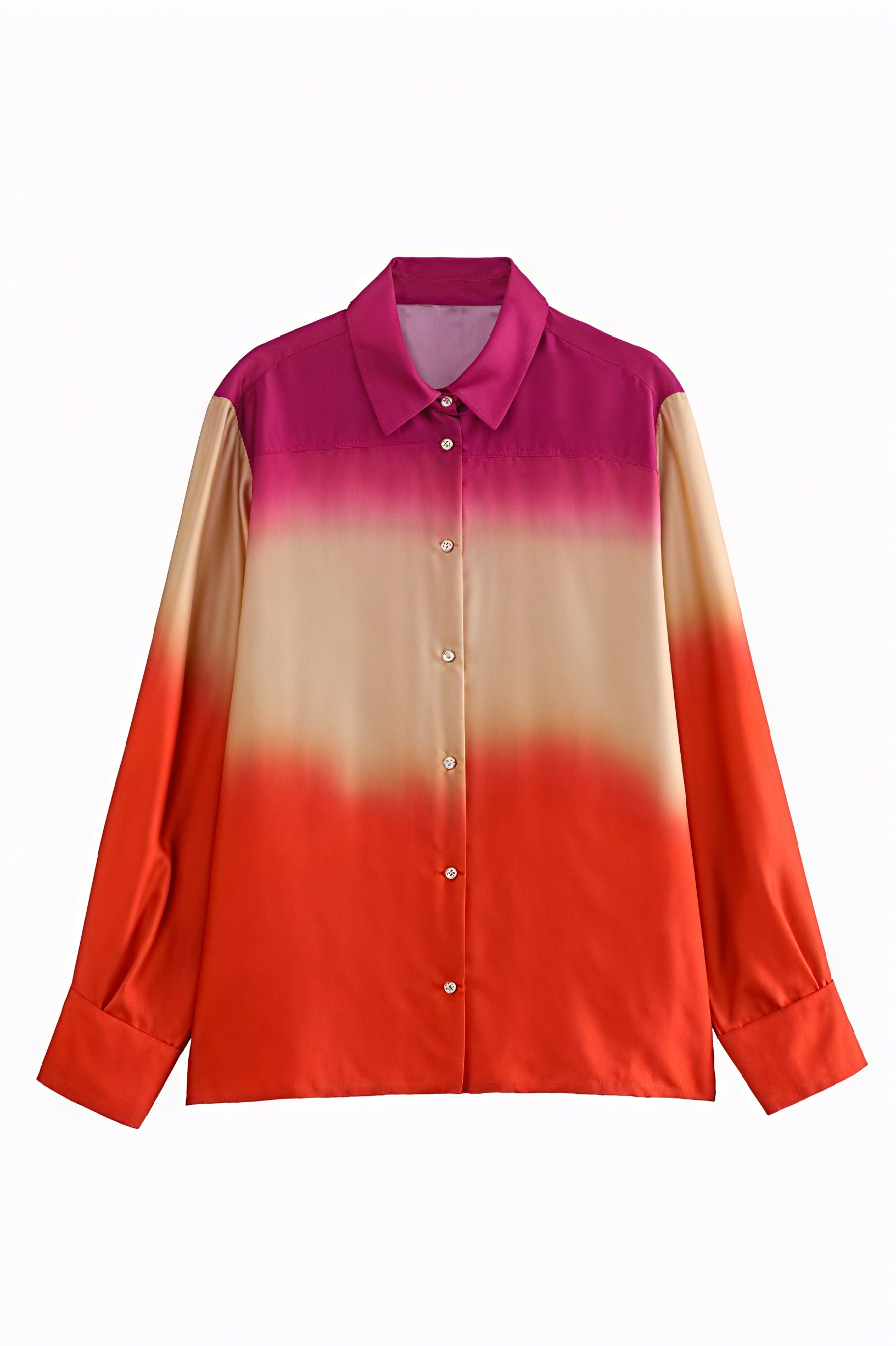 Women's Satin Ombre Wide-Leg Suit Red Orange Gradient Collared Button-Down-80965-94306670-adf1-44c8-b37c-cc7ff2cfa4e0