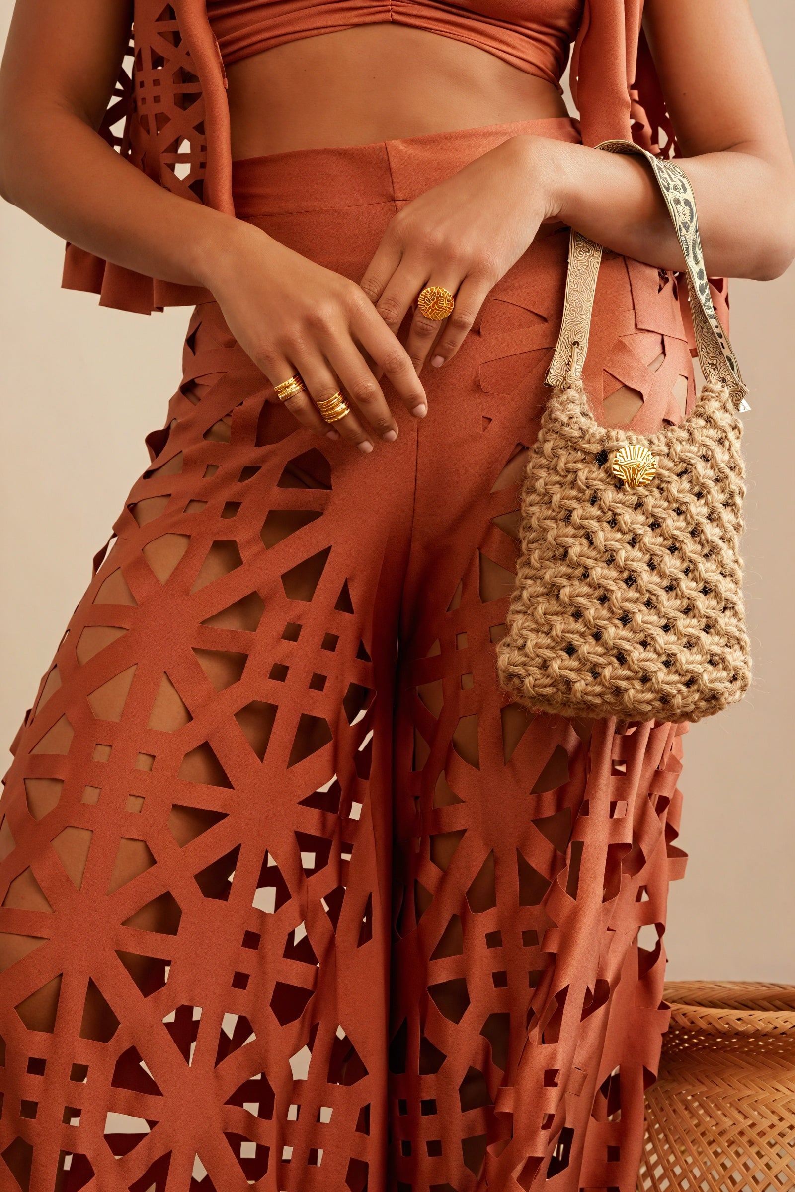 Women's Laser-Cut Wide-Leg Pants & Vest Set – Bohemian Chic Lightweight Fabric in Black White Terracotta-80968-21c47e29-43ac-47ad-a1cf-4b1006fff8b1