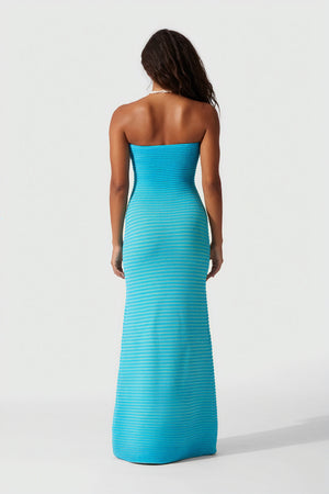 Women's Strapless Ribbed Knit Striped Midi Maxi Dress - Modern Minimalist Style-81016-c6c9d3fe-a8fb-4358-a1a4-d9c05ed303d5