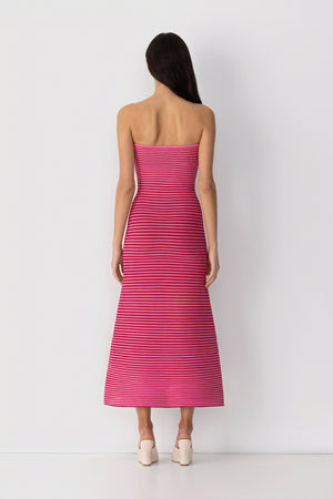 Women's Strapless Ribbed Knit Striped Midi Maxi Dress - Modern Minimalist Style-81016-ccdcd466-fb79-48a1-b11c-408f1680d34b