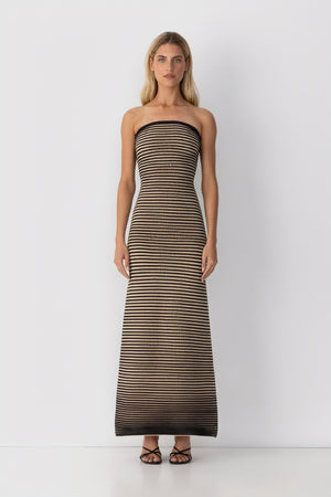 Women's Strapless Ribbed Knit Striped Midi Maxi Dress - Modern Minimalist Style-81016-1d69780c-9e77-4565-a871-88eae05b4537