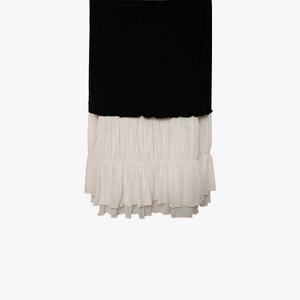 Women's Maxi Dress - Black Bodice, Cream Layered Skirt, Lace Trim, Spaghetti Straps-81026-c6f249f3-4d6e-46b2-b3f1-8ac92eaa1408