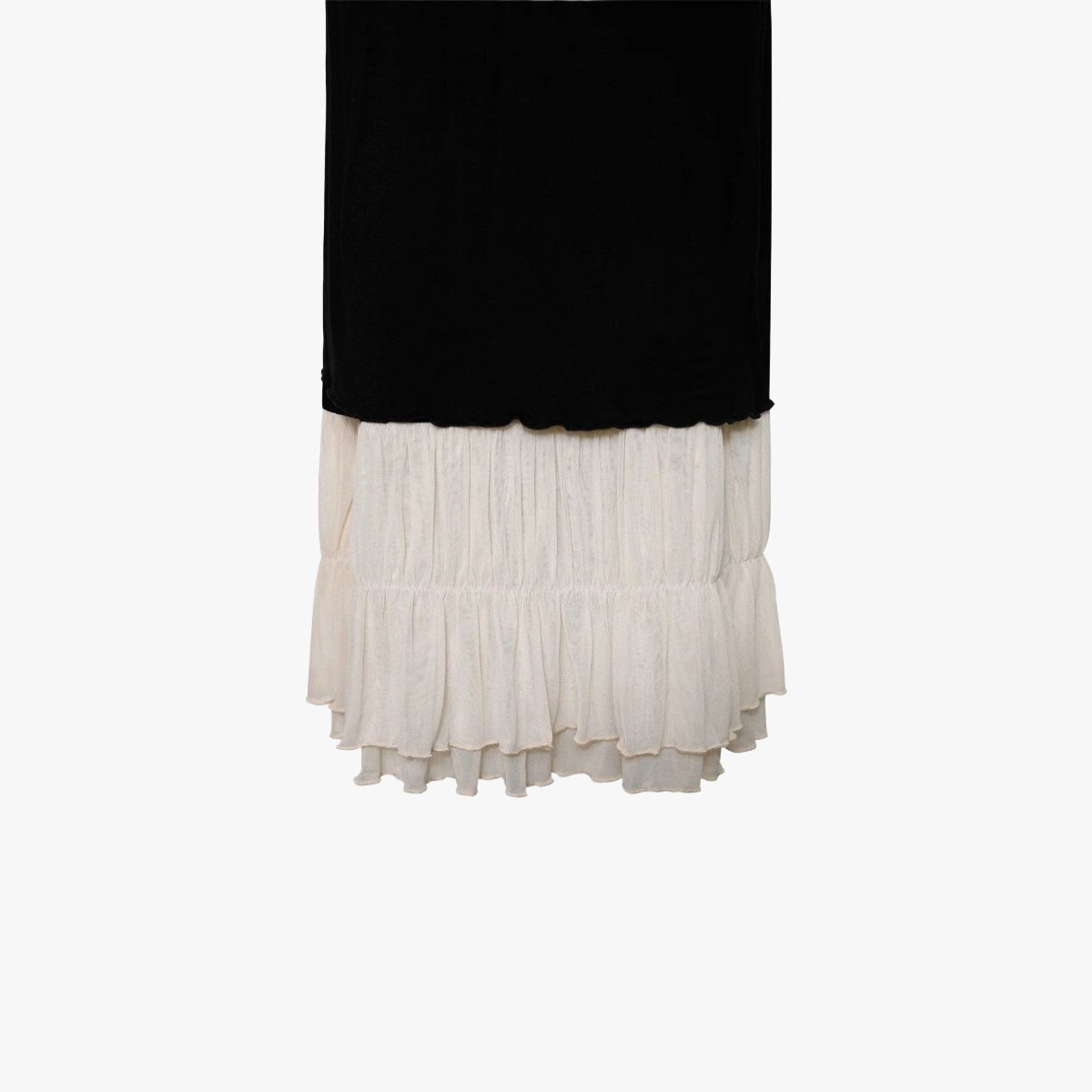 Women's Maxi Dress - Black Bodice, Cream Layered Skirt, Lace Trim, Spaghetti Straps-81026-c6f249f3-4d6e-46b2-b3f1-8ac92eaa1408