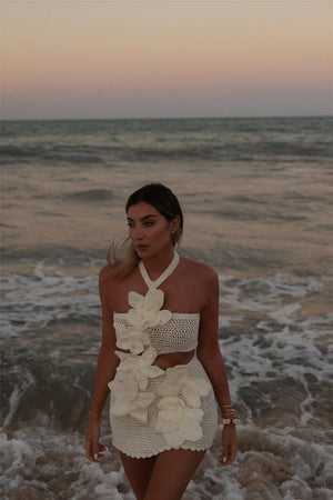 Women's Off-White Crochet Halter Floral Two-Piece Dress Set-81063-81ec8f53-8b2b-4ac7-9d66-cd42363a6af6