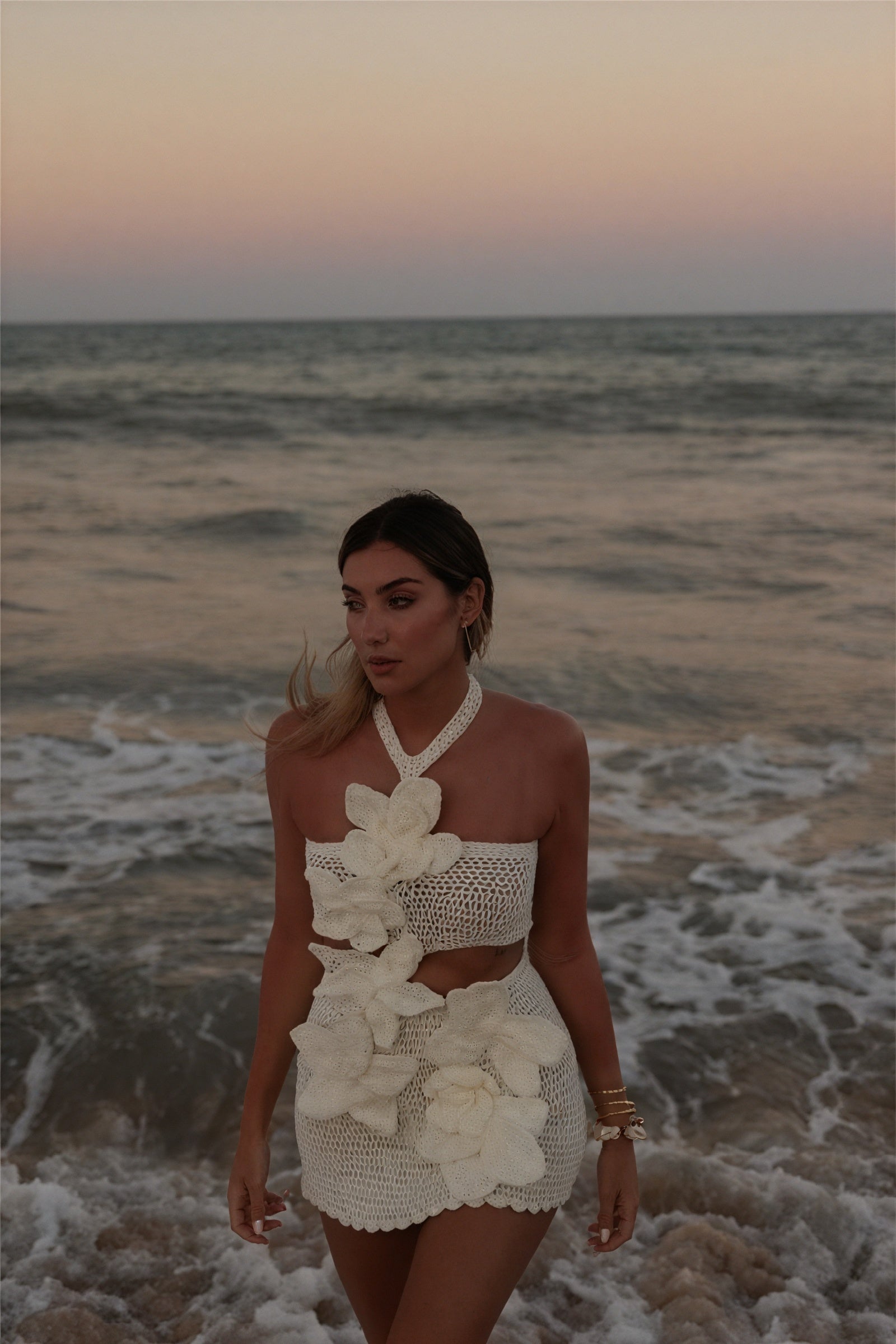 Women's Off-White Crochet Halter Floral Two-Piece Dress Set-81063-81ec8f53-8b2b-4ac7-9d66-cd42363a6af6