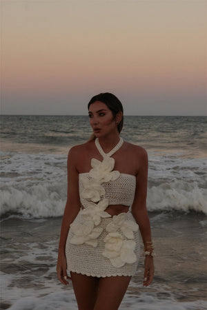 Women's Off-White Crochet Halter Floral Two-Piece Dress Set-81063-5a57fe7b-b090-4276-8daa-c67e29ddd8ec