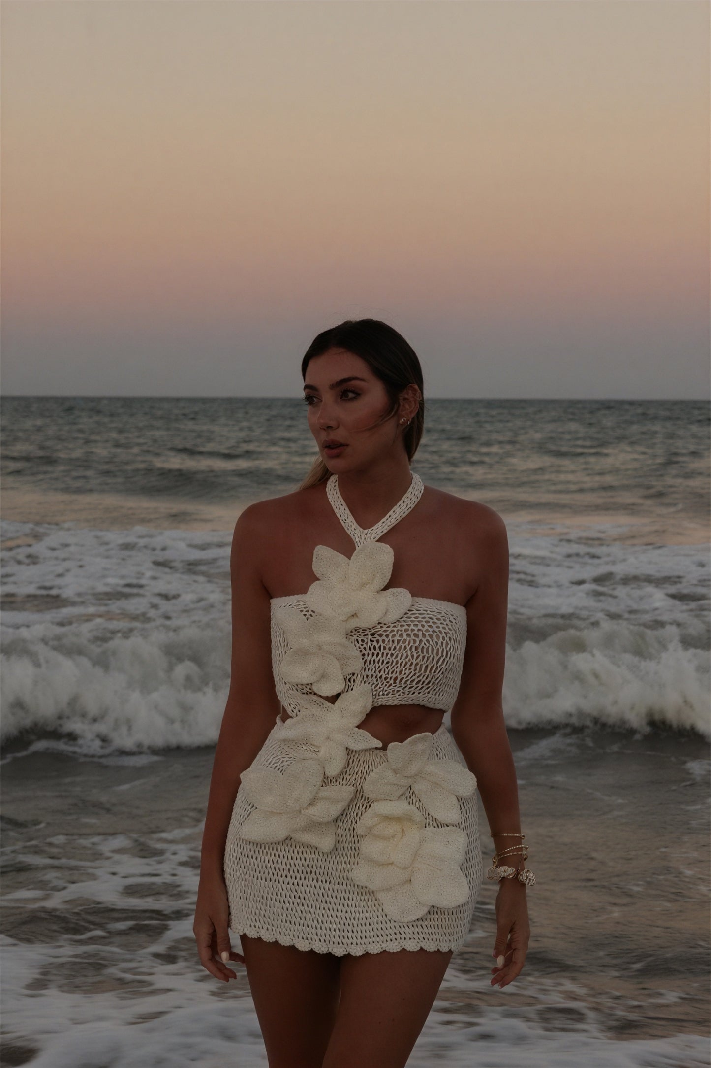 Women's Off-White Crochet Halter Floral Two-Piece Dress Set-81063-5a57fe7b-b090-4276-8daa-c67e29ddd8ec