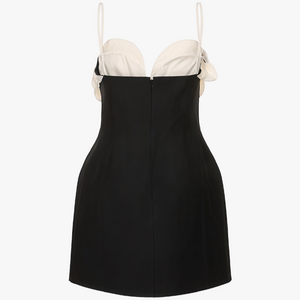Women's Dress – Black Fitted, Sculptural Floral Embellishment, Modern Elegant-81080-26d5eb89-c86b-4051-84a4-e2ae2a2cf247