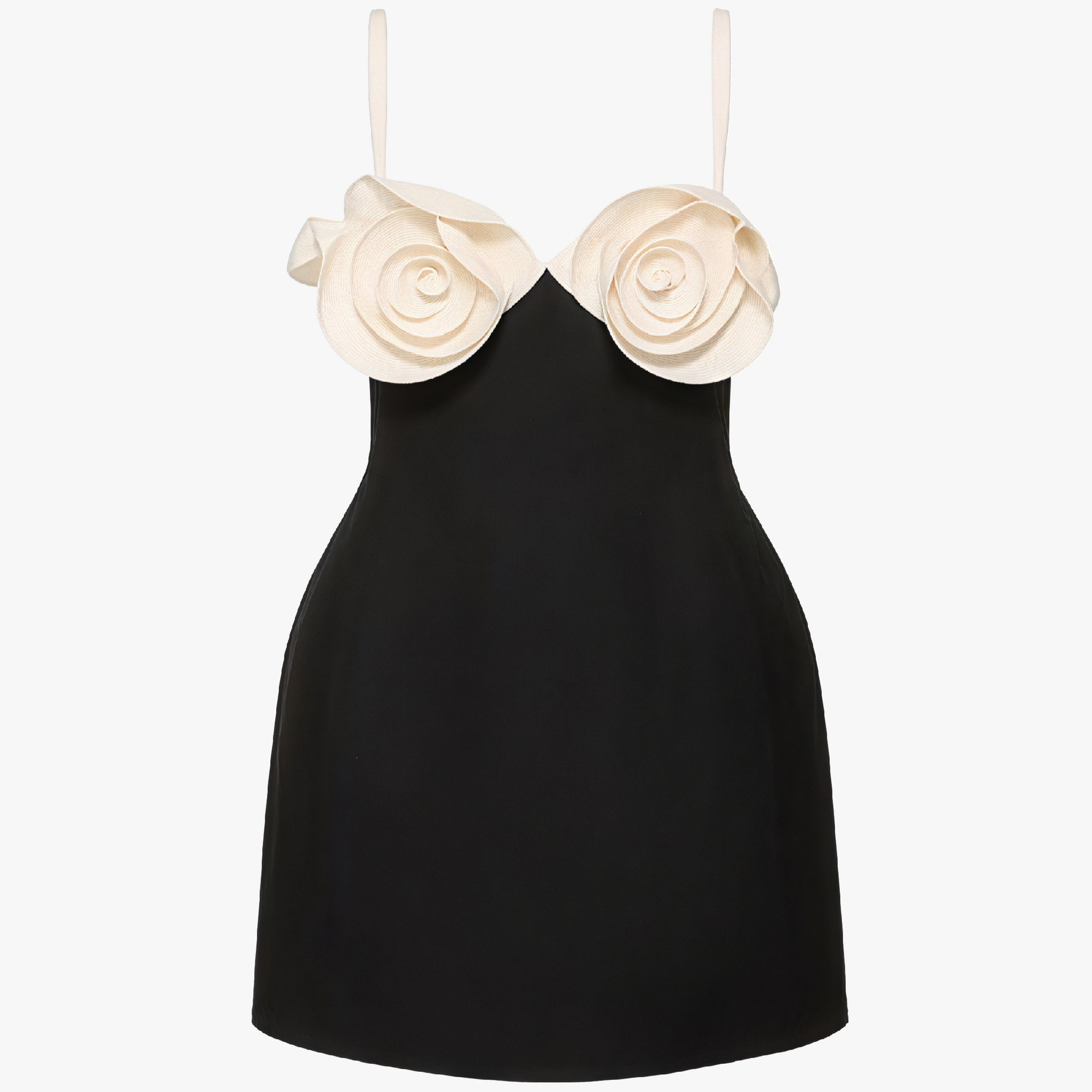 Women's Dress – Black Fitted, Sculptural Floral Embellishment, Modern Elegant-81080-034a6893-dd52-4104-b0d4-d214f43d77c5
