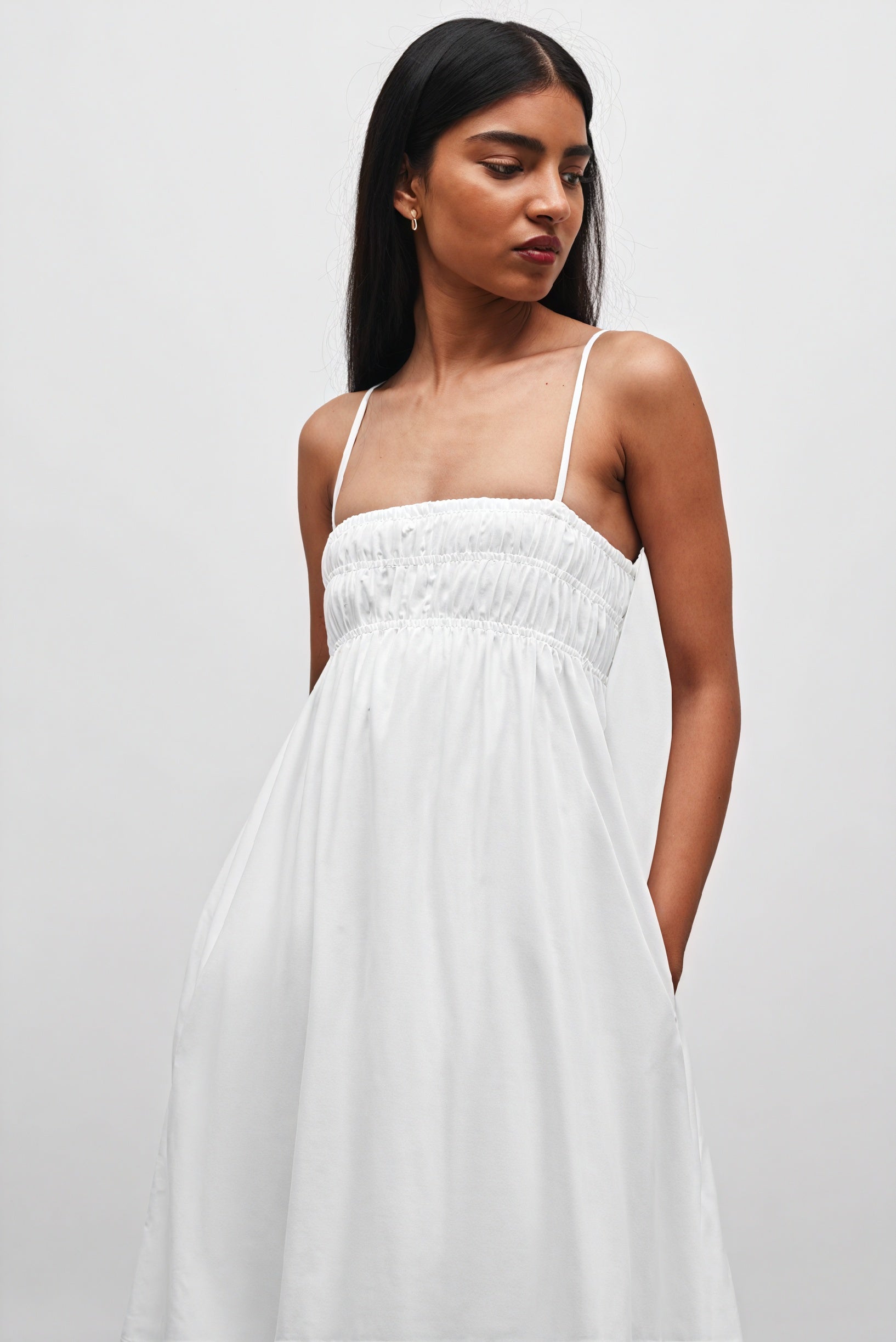 Women's White Cotton Maxi Dress – Square Neck, A-Line, Side Pockets-81099-69e1d2d9-3c6c-41e3-95b7-ac7f01c9f020
