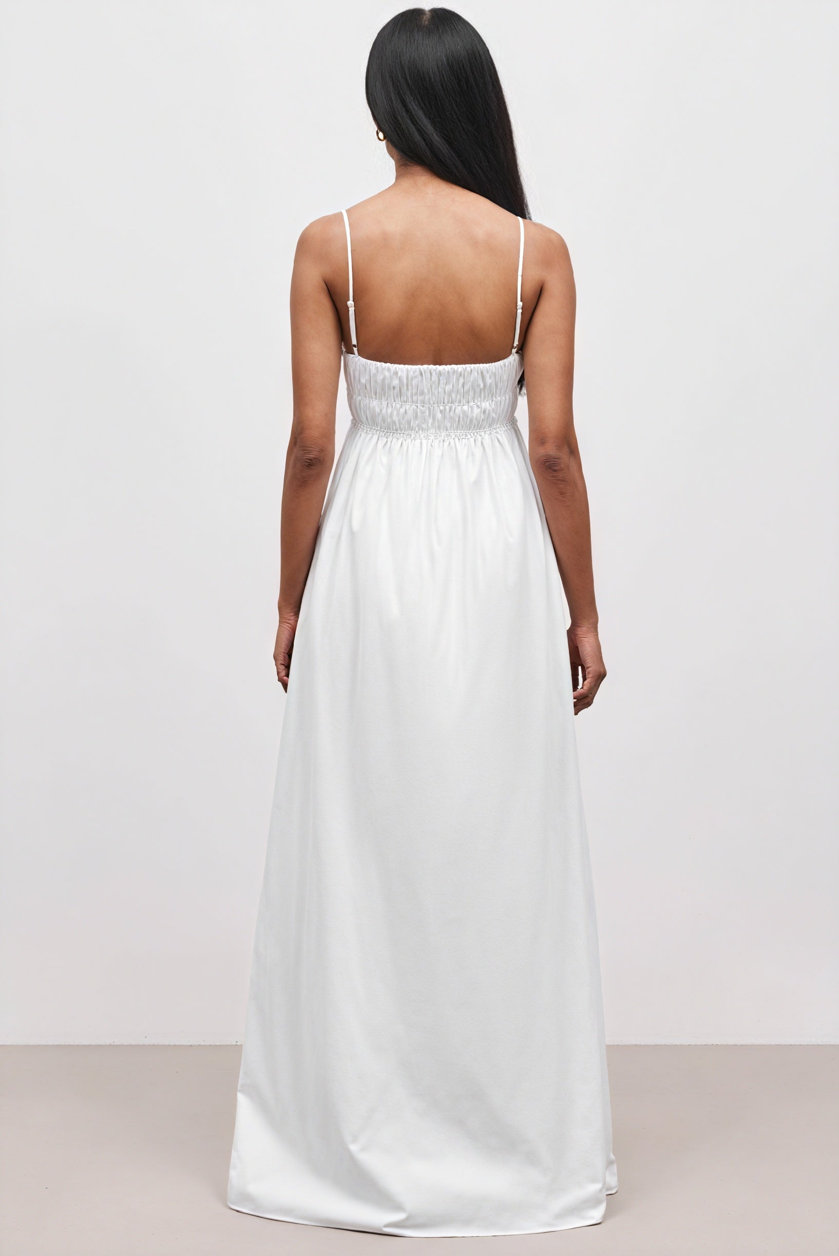 Women's White Cotton Maxi Dress – Square Neck, A-Line, Side Pockets-81099-9d953a97-05cd-4163-ab1f-1ae601f5bbe9