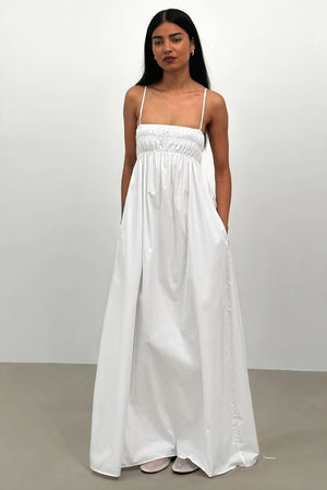 Women's White Cotton Maxi Dress – Square Neck, A-Line, Side Pockets-81099-7182c0ef-38d4-49ec-bd8b-7139998773bd