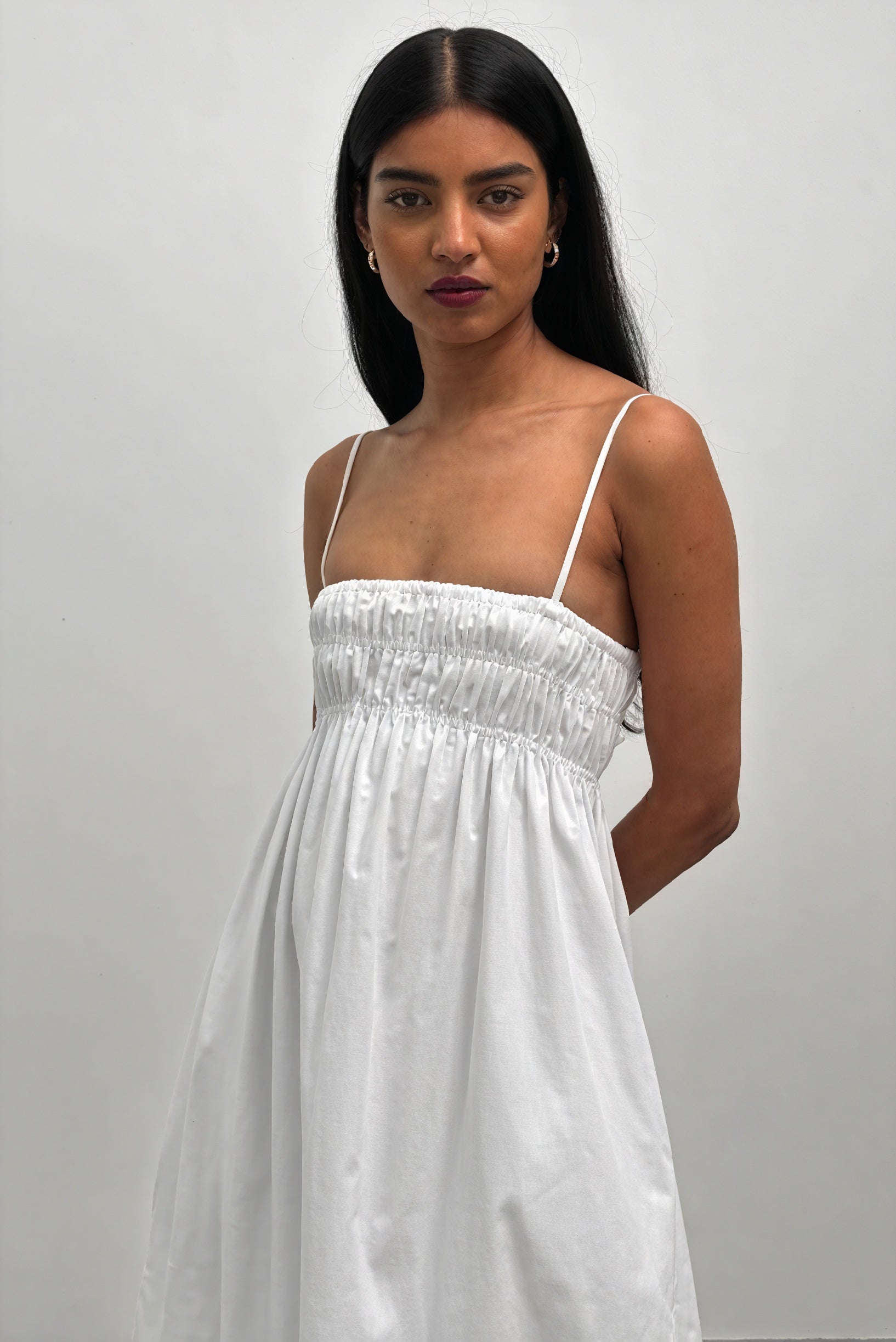Women's White Cotton Maxi Dress – Square Neck, A-Line, Side Pockets-81099-a5a23260-ebd7-4842-9ae5-4619cb1e8bd1