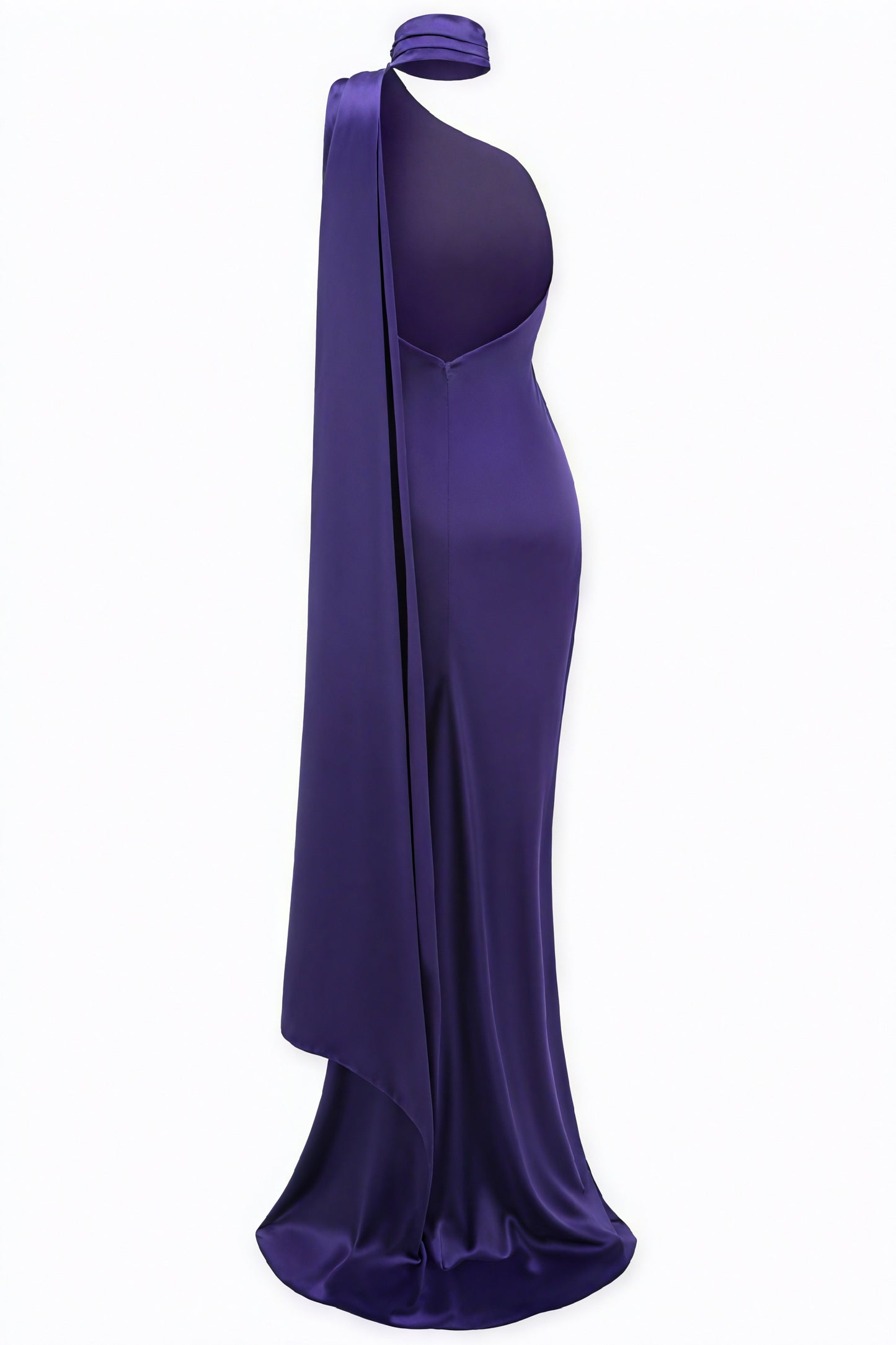 Women's Purple Satin Floor-Length Dress – One-Shoulder, Fabric Rose Detail, Elegant Style-81103-b9fe63d9-5351-47ed-b127-1d2aa26b9da2