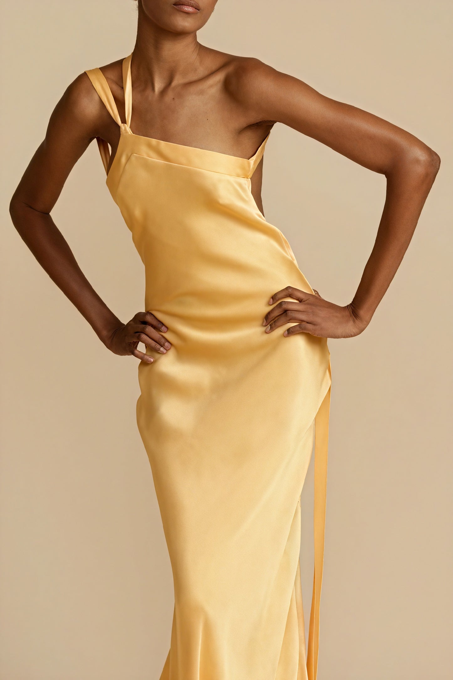 Women's One-Shoulder Satin Maxi Dress – Floor-Length, Side Slit, Evening Gown-81121-914bed10-4af8-4008-939d-6c9533cd67b2