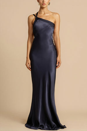 Women's One-Shoulder Satin Maxi Dress – Floor-Length, Side Slit, Evening Gown-81121-bc98218a-7572-42b5-b47f-483a3b504028