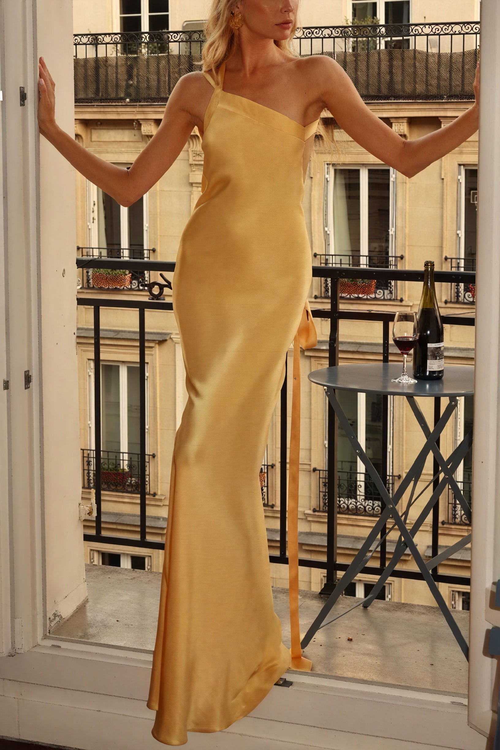Women's One-Shoulder Satin Maxi Dress – Floor-Length, Side Slit, Evening Gown-81121-88658fef-29e7-4152-8810-f49d14c66f14