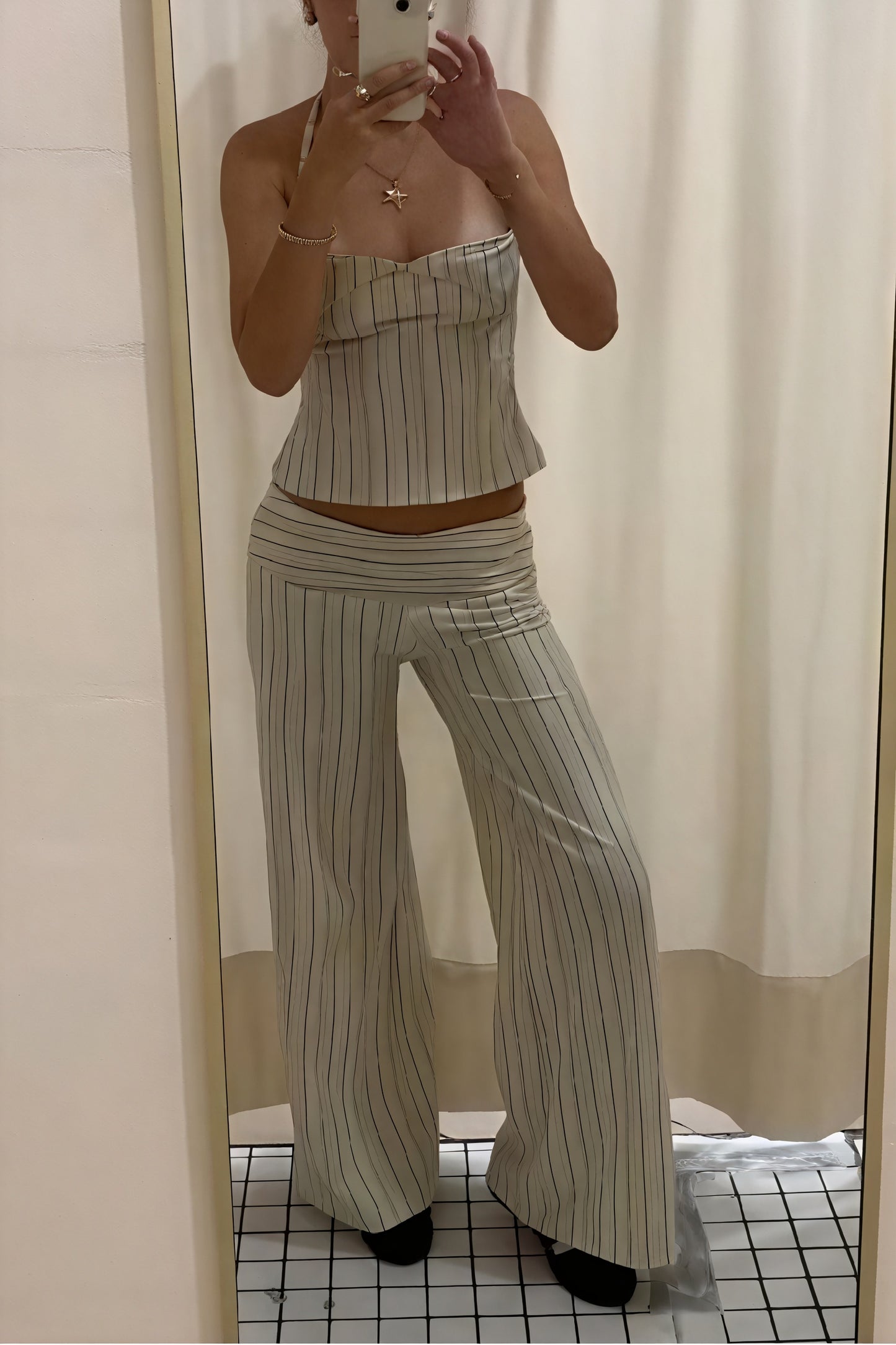 Women's Striped Halter Crop Top & Wide-Leg Pants Set, Cotton, Bohemian-81130-3cf4a9b2-cd50-4007-a325-661a0841f8d6