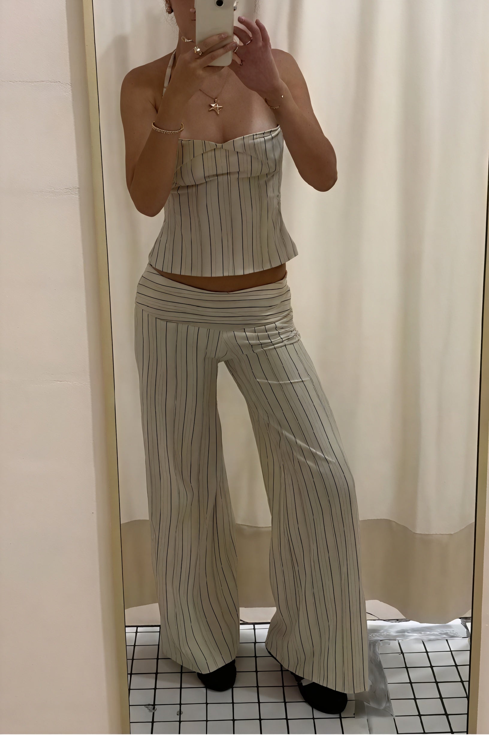 Women's Striped Halter Crop Top & Wide-Leg Pants Set, Cotton, Bohemian-81130-3cf4a9b2-cd50-4007-a325-661a0841f8d6