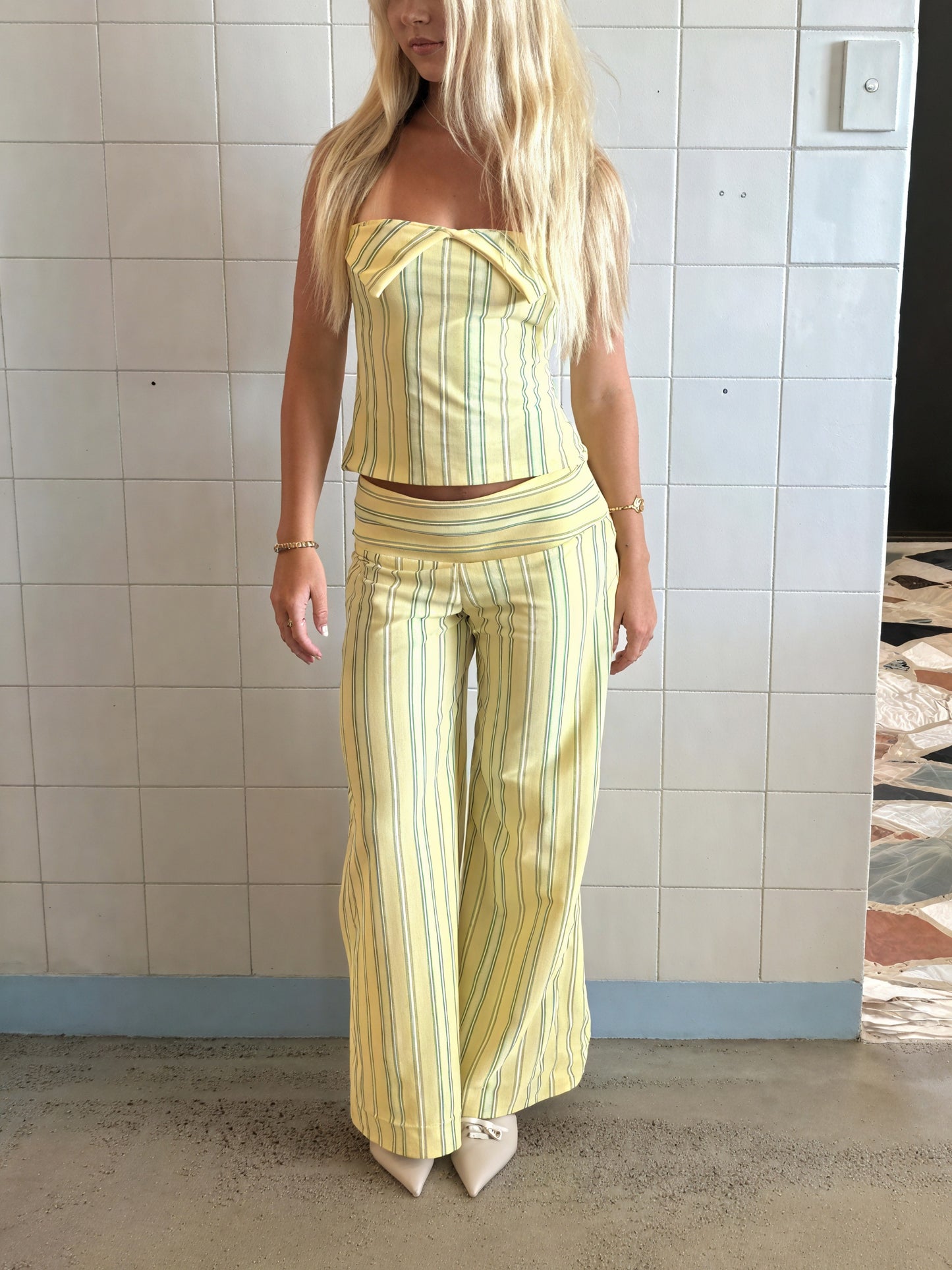 Women's Striped Halter Crop Top & Wide-Leg Pants Set, Cotton, Bohemian-81130-91cd635c-ae12-445e-908f-be5957b046d6