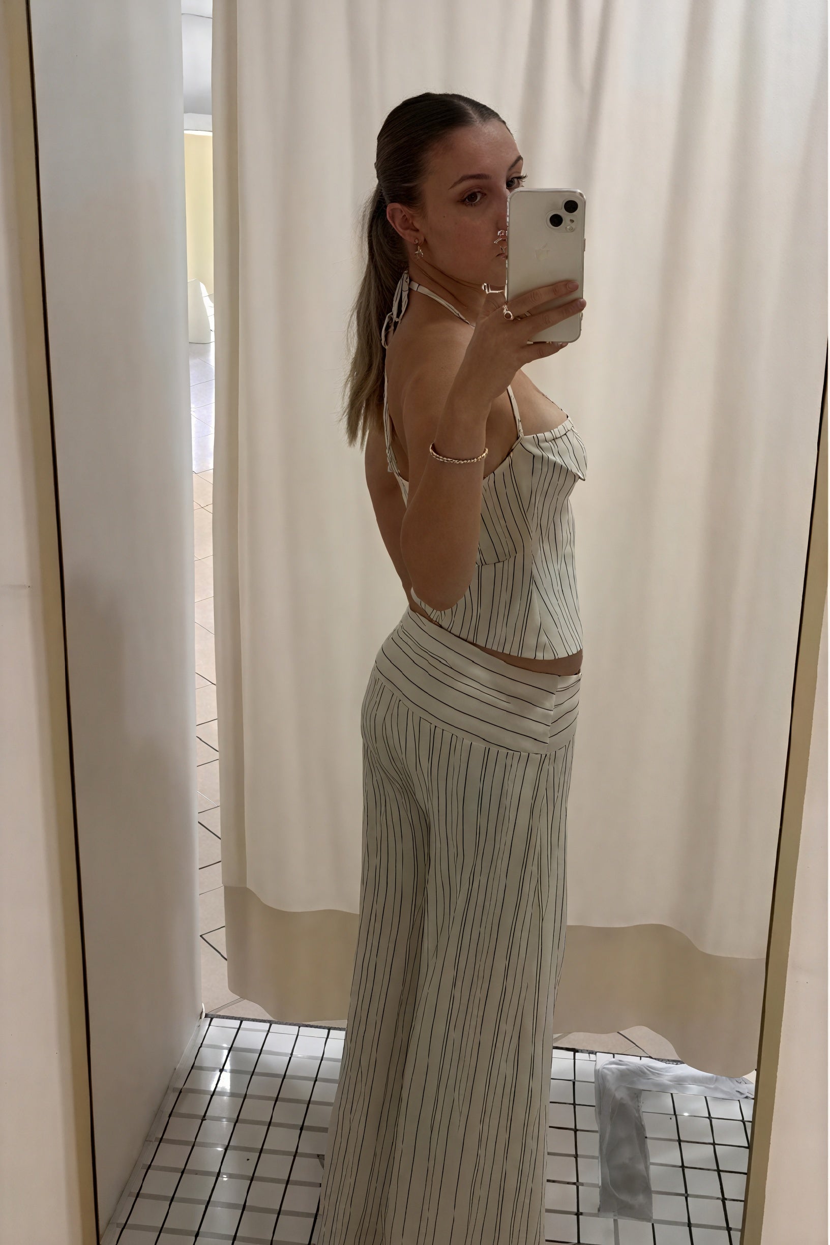 Women's Striped Halter Crop Top & Wide-Leg Pants Set, Cotton, Bohemian-81130-b3e5b191-f9e0-49f1-aa1c-b2938c0c8642