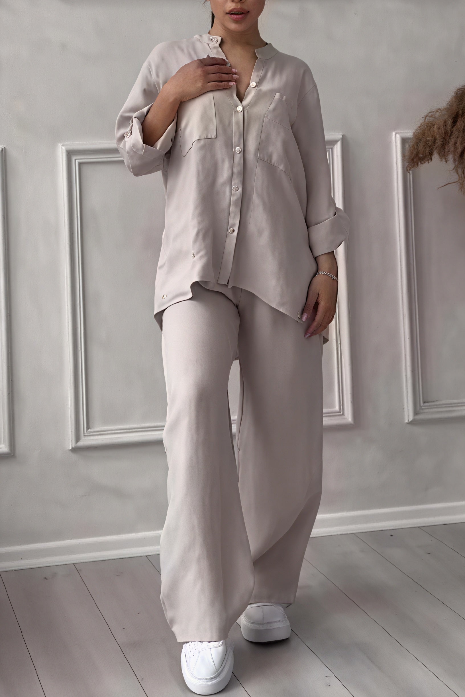 Women's Linen Suit Set – Relaxed Fit Button-Down & Wide-Leg Pants-81140-b6cadebc-f5d4-40b8-aa58-a637fcfb9e4b
