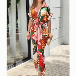 Women's Collared Tie-Waist Dress – Asymmetrical Hem Button-Down-82303-bcac1700-98ef-4ab1-9e3b-708609e86083