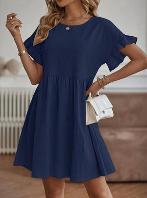 Women's A-Line Dress – Ruffle Short Sleeve, Gathered Waist, Casual Style-82588-092ea5fc-93ef-4812-b2f6-4092dfbb9f43