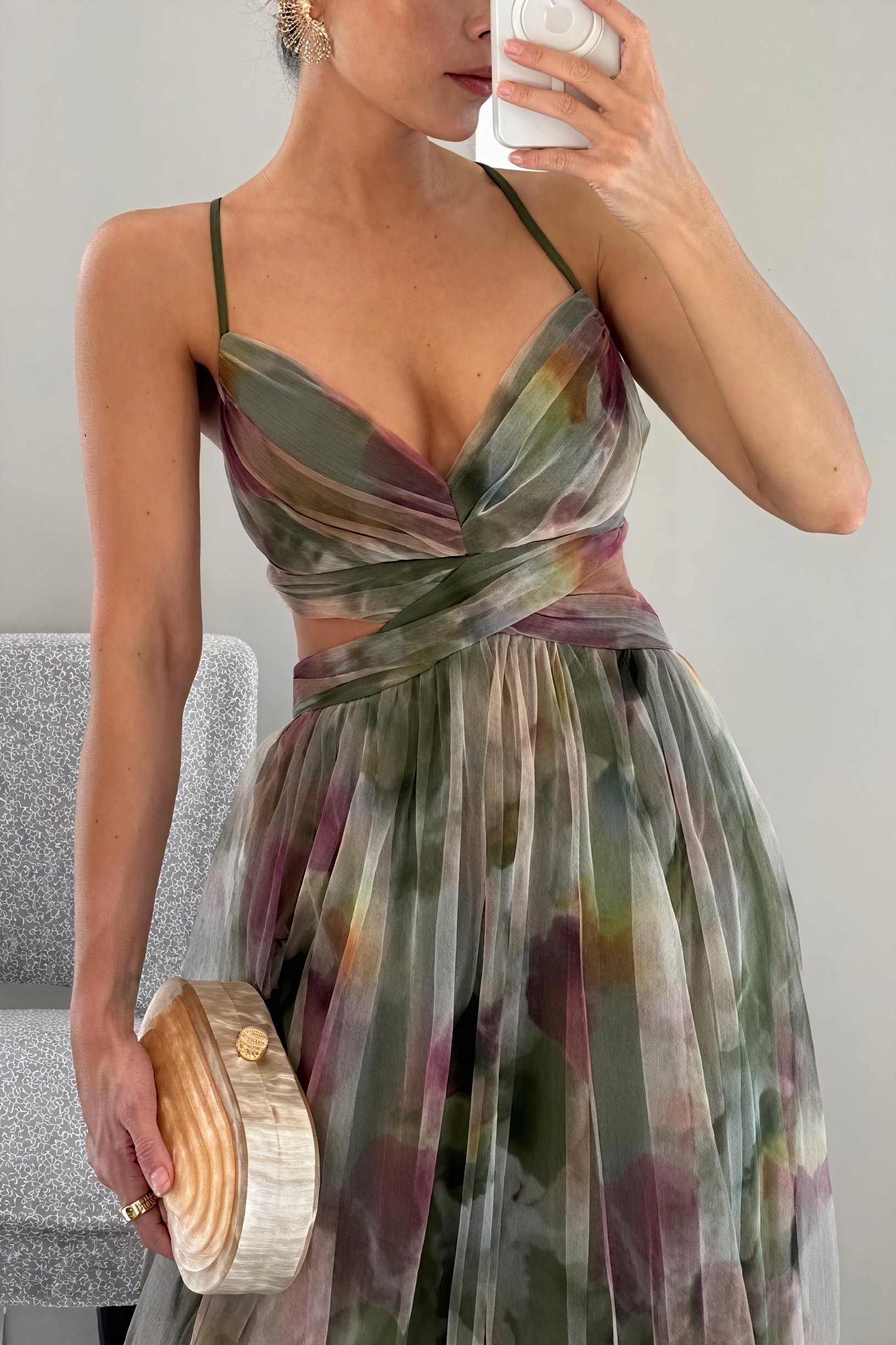 Women's Chiffon Maxi Dress – Watercolor Print, Floor-Length, Elegant-83162-9f1a5f54-1f1f-4c4f-9586-f663a8664ee4