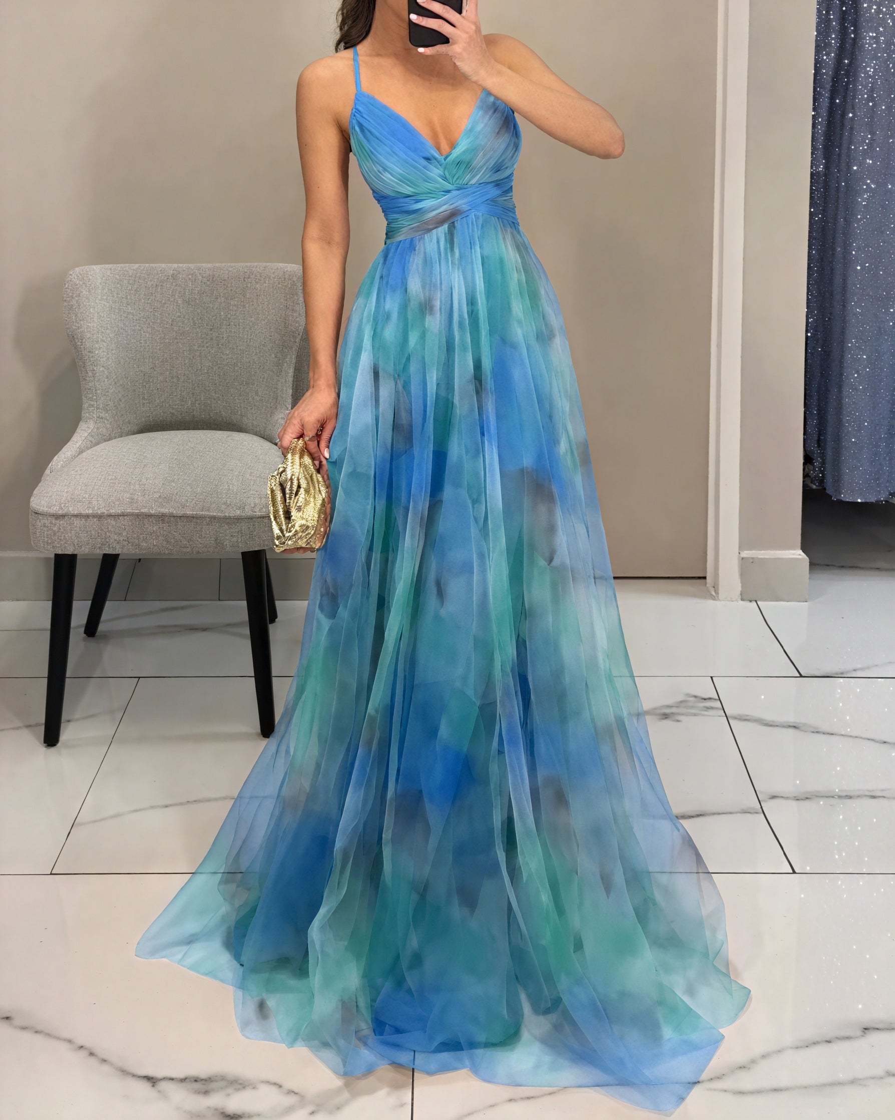 Women's Chiffon Maxi Dress – Watercolor Print, Floor-Length, Elegant-83162-dd885090-c8d2-4e1b-a086-37a932bd7cbf