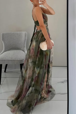 Women's Chiffon Maxi Dress – Watercolor Print, Floor-Length, Elegant-83162-30e15769-4965-43ce-b28b-5d139bd5c4cb