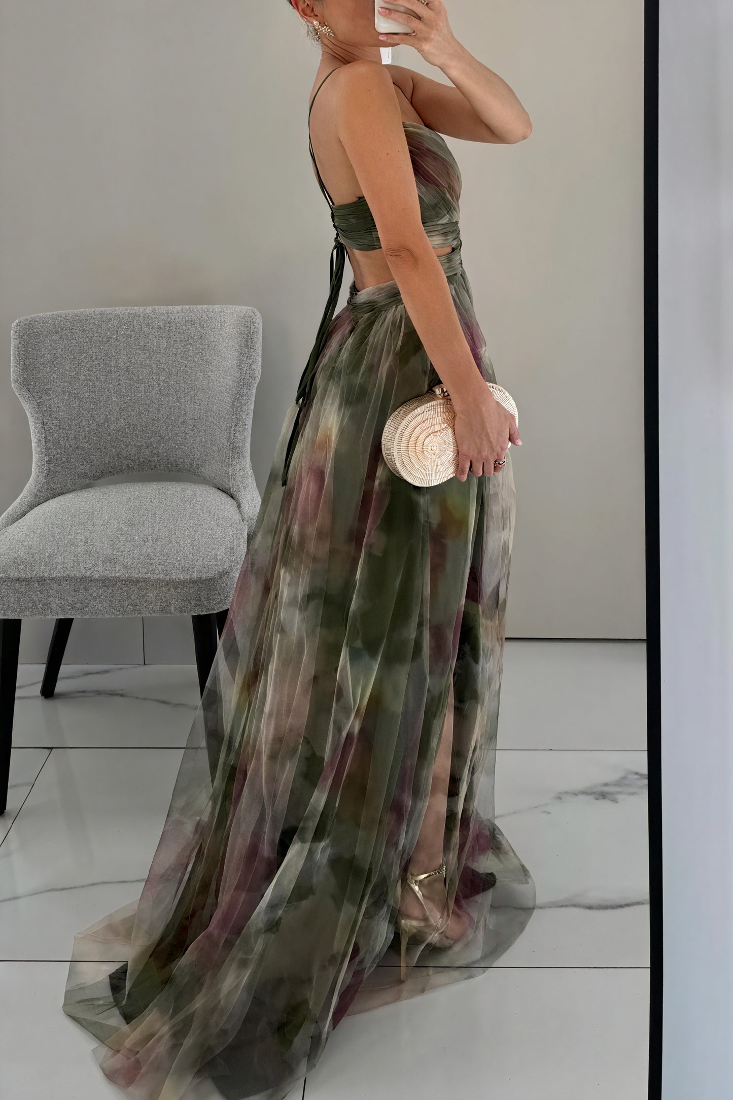 Women's Chiffon Maxi Dress – Watercolor Print, Floor-Length, Elegant-83162-30e15769-4965-43ce-b28b-5d139bd5c4cb