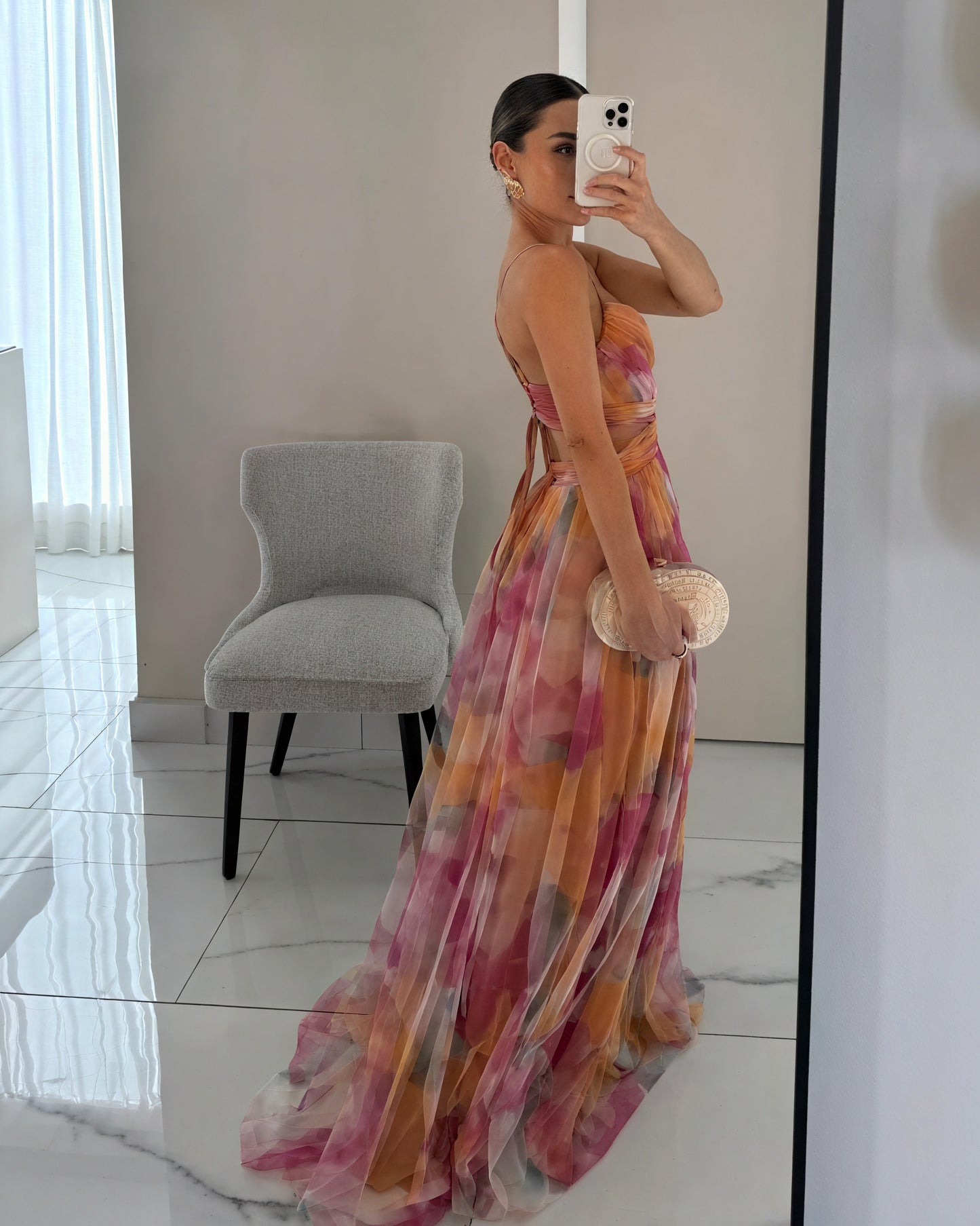 Women's Chiffon Maxi Dress – Watercolor Print, Floor-Length, Elegant-83162-ab3bbd80-d20b-473c-8e3d-b1fcf07527fc