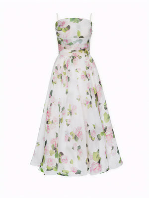 Women's Midi Dress – Floral Print, A-Line, Spaghetti Strap, Silk Blend-83172-ad5e0b85-87fe-49aa-a448-ca1e0166135e