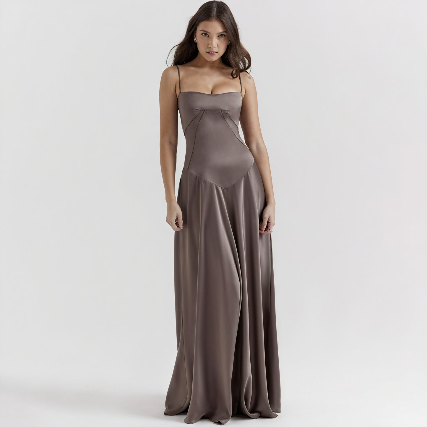Women's A-Line Maxi Dress – Spaghetti Straps, Satin, Lace, Elegant, Sydney Wardrobe-83173-dd68878e-be11-4f1b-9110-48377979e51d