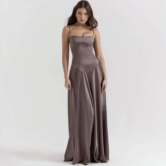 Women's A-Line Maxi Dress – Spaghetti Straps, Satin, Lace, Elegant, Sydney Wardrobe-83173-dd68878e-be11-4f1b-9110-48377979e51d