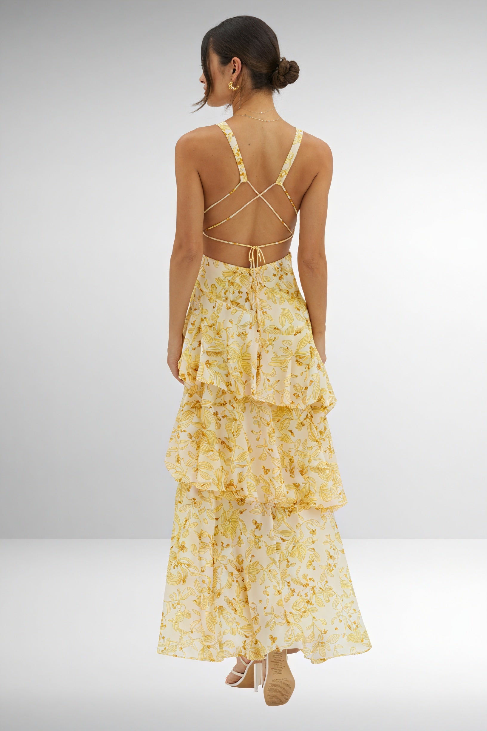 Women's Floral Maxi Dress – Deep V-Neck, Tiered Ruffle Skirt, Bohemian Chic-83179-fece2f33-883a-4ff9-b6e1-995eec57dc44