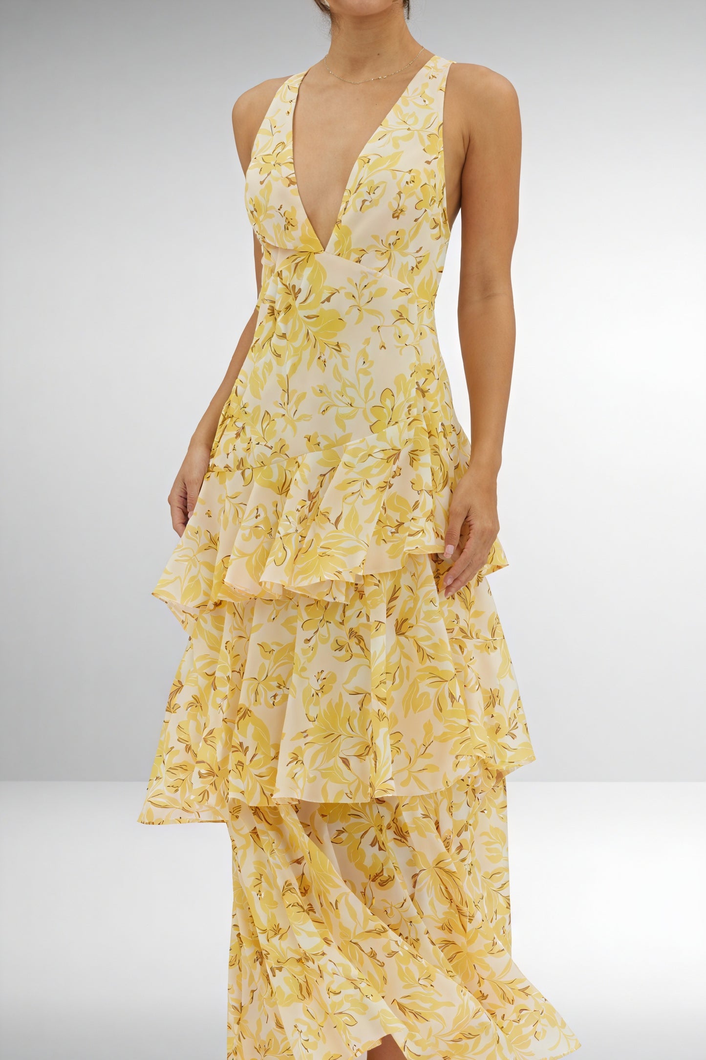 Women's Floral Maxi Dress – Deep V-Neck, Tiered Ruffle Skirt, Bohemian Chic-83179-b2e0006a-2957-43df-bbd2-18094a5348fa