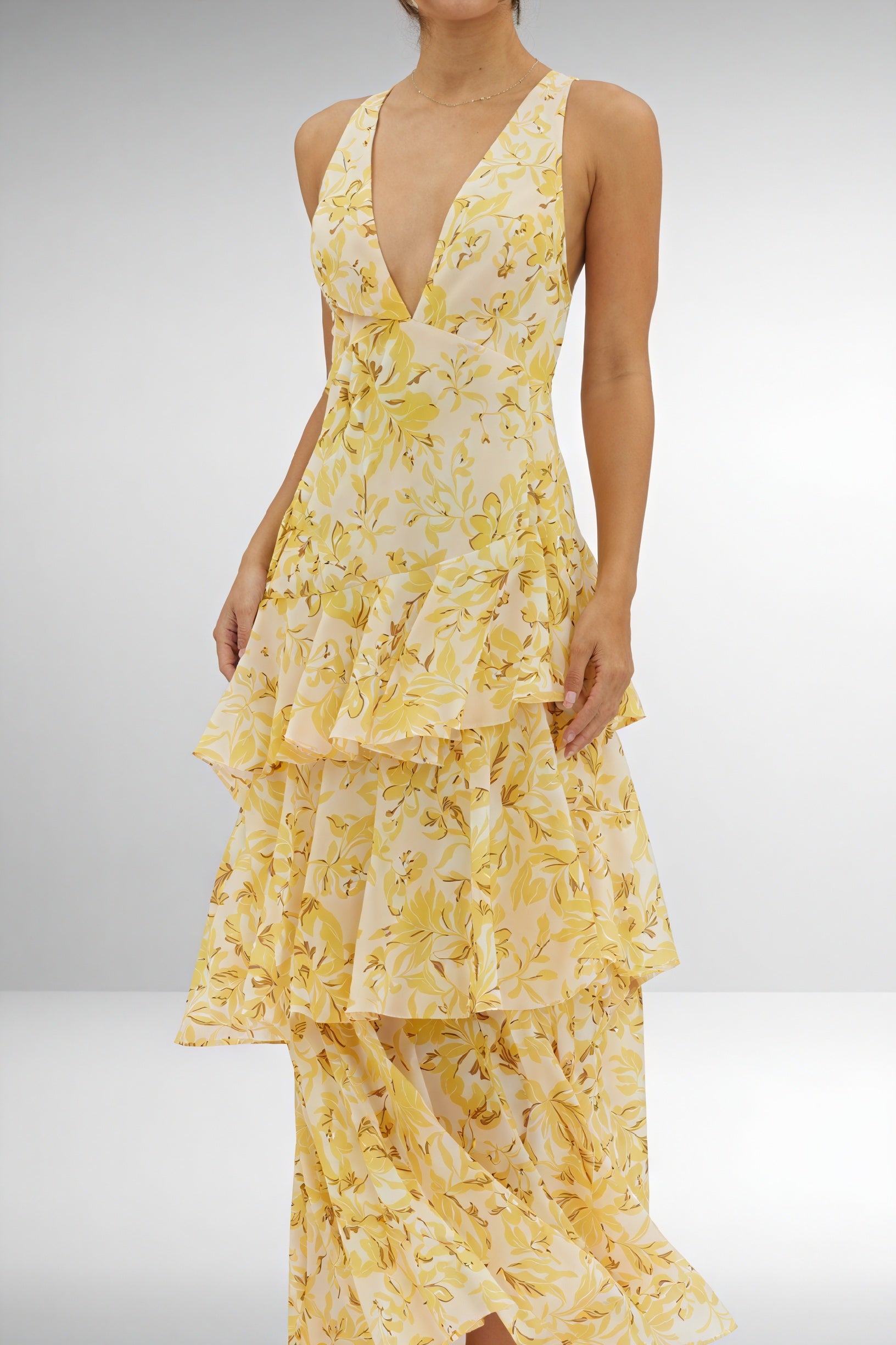 Women's Floral Maxi Dress – Deep V-Neck, Tiered Ruffle Skirt, Bohemian Chic-83179-b2e0006a-2957-43df-bbd2-18094a5348fa