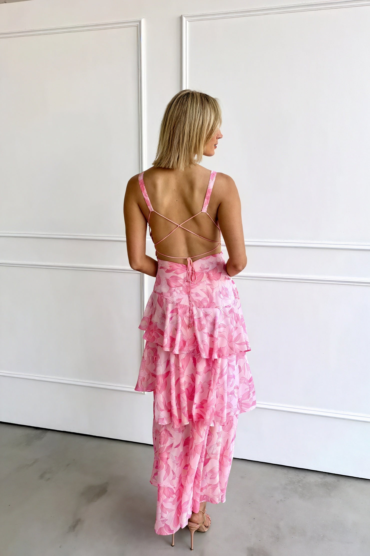 Women's Floral Maxi Dress – Deep V-Neck, Tiered Ruffle Skirt, Bohemian Chic-83179-05423473-e3b7-4dc7-8e26-837a8d5326ef