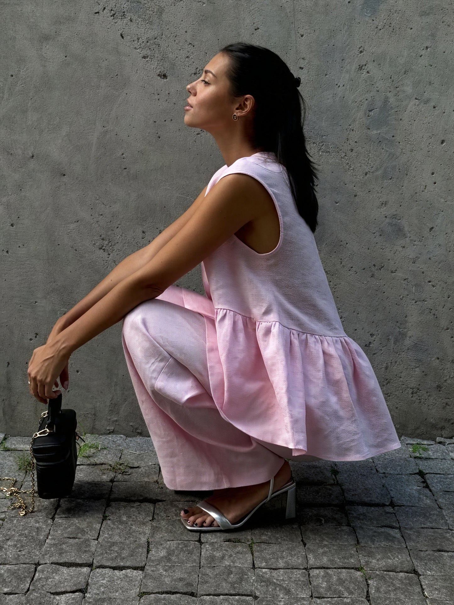 Women's Linen Two-Piece Outfit – Sleeveless V-Neck Top, Wide-Leg Pants-83272-c4f1fbdd-4797-42a4-940e-5ef7bbac176c