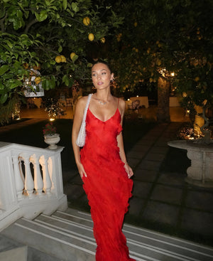 Women's Maxi Dress – Spaghetti Strap, Ruffle Detail, Flowing Silhouette-83279-1f4063da-eb6d-4d15-a31a-bda7d290b087