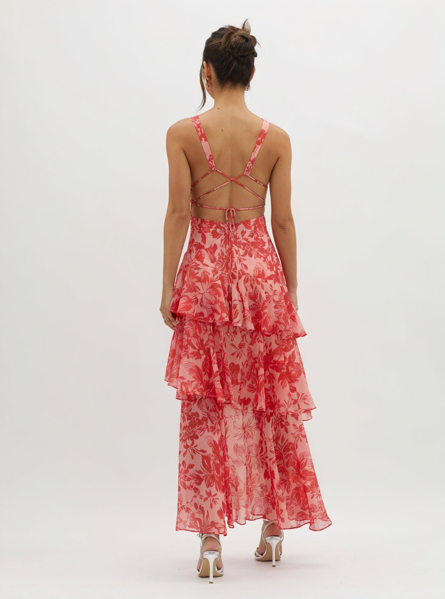 Women's Floral V-Neck Tiered Maxi Dress - Flowing Summer Style-83283-035a6143-8387-4a14-890b-23d942c5dad7