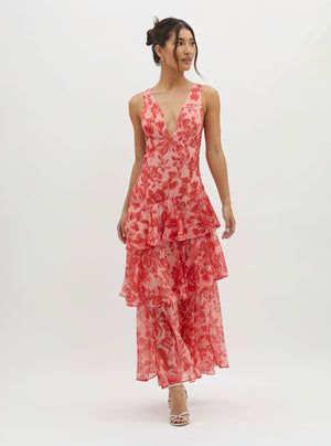 Women's Floral V-Neck Tiered Maxi Dress - Flowing Summer Style-83283-a9cfc6a7-1b6f-4a4e-a5d6-a0c5ef3da866