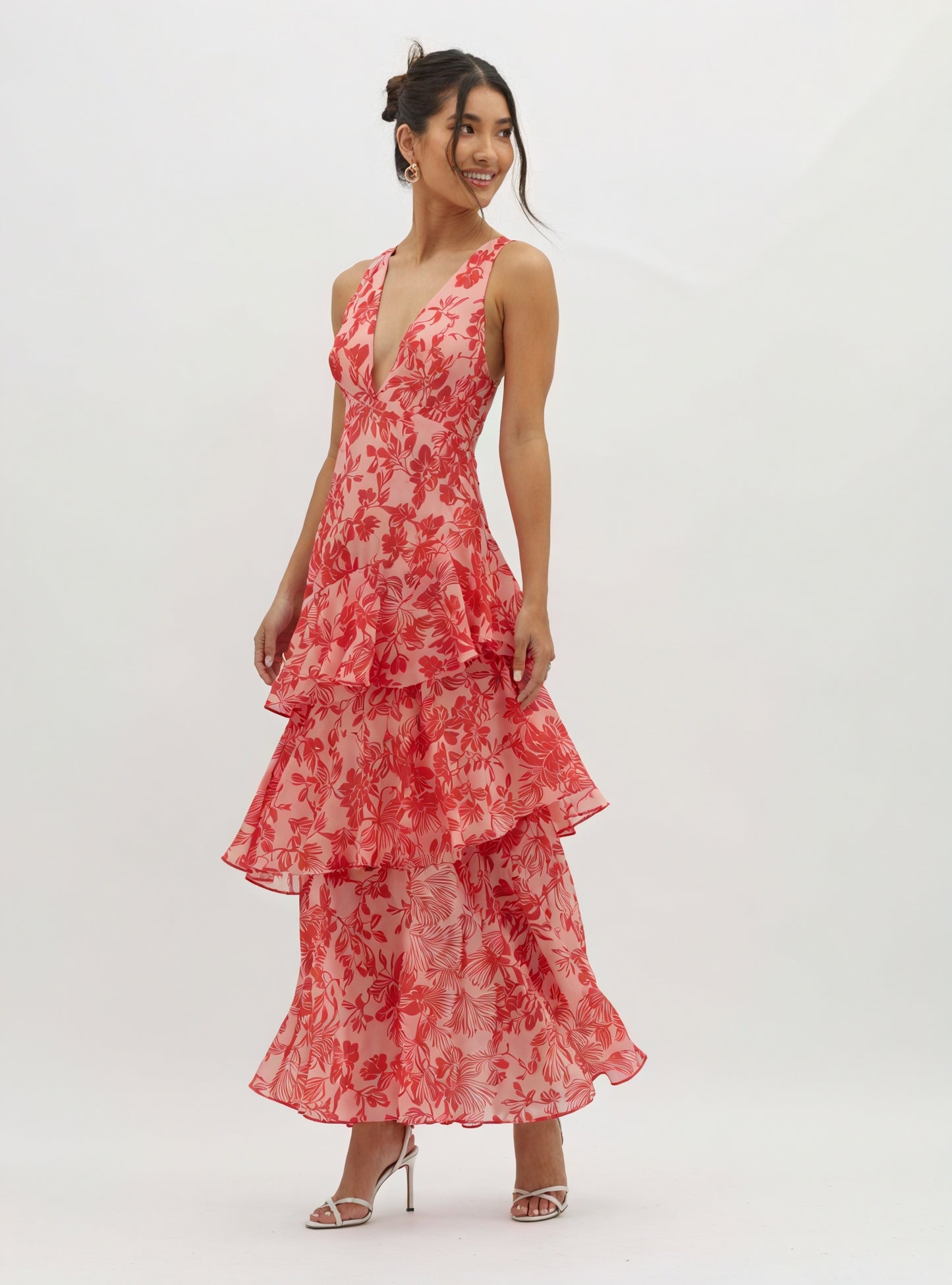 Women's Floral V-Neck Tiered Maxi Dress - Flowing Summer Style-83283-d7f6005b-0a98-473c-82f2-09286dbd057d